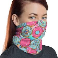Doughnuts Snood Face Mask Donut Patterned Neck Scarf Neck Gaiter Face  Covering for Men Women Foodie Gifts in the UK Present Ideas