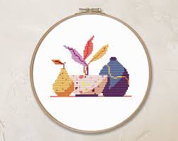Beginner counted cross stitch patterns. Modern Still Life Cross Stitch Pattern Pdf Floral Cute Minimalist Simple Easy Counted Plant For Beginner Kitchen Vase Pear Cs368 In 2021 Cross Stitch Patterns Flowers Floral Cross Stitch Easy Cross