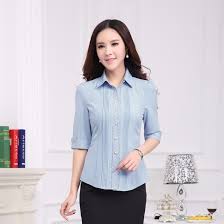 New 2015 Spring Summer Formal Ladies Light Blue Blouses Women Shirts Ol Office Uniform Blouses And Tops Female Shirt Spike Shirt Design For Menshirt Aliexpress