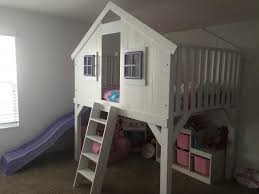 Flip the frame upside down and attach the legs on each corner with wood glue. Clubhouse Bed Full Size With Slide Treehouse Loft Bed Bedroom Furnishings Playhouse Bed