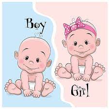 Two Cute Cartoon Babies Boy And Girl Baby Cartoon Baby Drawing Baby Shower Greetings