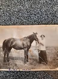 Gramma Eunice Fleming (Baker) with Baldy 1920 something.