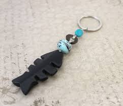 Porte Cles Trefle Poisson Ceramique Porte Clefs Nature Breloque Sac Porte Cles Verre Turquoise Porte Clefs Poisson Cute Keychain Silver Keychain Ceramic Fish