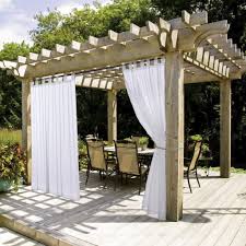 A wide range of colors available: White Outdoor Curtain And Drape For Pergola Lightweight Tab Top Sheer Voile Panel With Rope Tie Back 1 Pack 54 Inch Wide By 108 Inch Long White Walmart Com Walmart Com