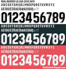The real madrid font contains uppercase letters, numbers, some symbols and accented letters or diacritics. Font Football Font Vector Real Madrid La Liga 2018 2019 Kit Real Madrid La Liga Real Madrid La Liga