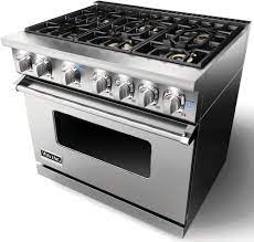 Equipped with 15,000 btu pro sealed burner system ­ and an 18,500 btu trupower plus™ burner on select models ­ custom gas rangetops deliver the ultimate in performance. Viking Vgr73616bss 36 Inch Gas Range With 6 Sealed Burners 5 1 Cu Ft Proflow Convection Oven Varisimmer Setting Gourmet Glo Infrared Broiler Gentleclose Door Truglide Full Extension Racks Star K Certified And Softlit