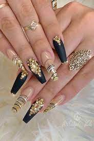 Cookiepower50 Black Coffin Nails Fall Acrylic Nails Winter Nail Designs