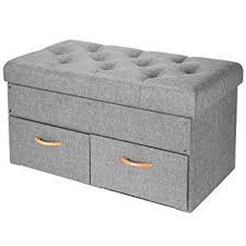 Sortwise Folding Storage Ottoman With Two Drawer Storage Chest Foot Rest Stool Grey 33 X16 5 X16 Folding Storage Ottoman Storage Ottoman Rectangle Storage