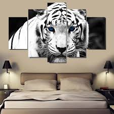 White Tiger Print Unframed Split Canvas Paintings Cheap Canvas Wall Art Tiger Painting Canvas Painting