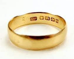 Edwardian 18ct Gold Wedding Ring Band Samuel Hope 1905 Gold Band Wedding Ring Wedding Ring Bands Wedding Rings