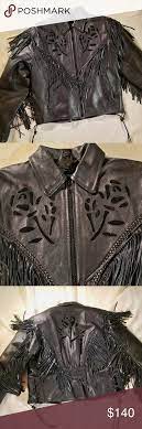 Antelope Creek Leather Motorcycle Fringed Jacket Fringe Jacket Black Motorcycle Jacket Jackets
