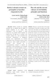 We are a sharing community. Pdf Rolul Si ValenÅ£ele Actuale Ale Principiilor Si FuncÅ£iilor RÄspunderii Civile The Role And The Current Valences Of Civil Liability Principles And Functions