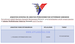 Jalan merdu, 98000 miri, sarawak, malaizija. Jawatan Kosong Di Jabatan Perkhidmatan Veterinar Sarawak Appjawatan Malaysia