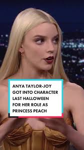 #AnyaTaylorJoy got into character last Halloween for her role as Princess  Peach in @supermariomovie! #FallonFlashback #SuperMario