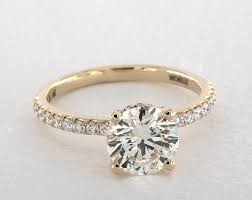 14k Yellow Gold Petite Pave Crown Diamond Engagement Ring In 2021 Yellow Engagement Rings Fine Engagement Rings Yellow Gold Engagement Rings