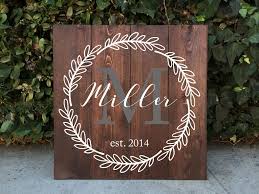 Family Monogram Wooden Sign Rustic Home Decor Family Crest Wooden Signs Diy Wooden Signs Rustic Diy