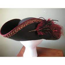 Pirate Hat Bicorn Style Brown With Burgundy Gold Trim Liked On Polyvore Featuring Accessories Hats Brown Pirate Pirate Hats Pirate Captain Hat Pirate Garb