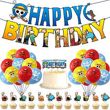 Kids parties, girls party, boys party, vintage circus, alice in wonderland, pirate, wizard of oz, safari, baseball, fairy, cowboy, christmas, australia day and much more! One Piece Birthday Party Decorations 20 Pack Balloons 1 Pack Banner 25 Pack Cake Toppers Anime Art Decor Supplies For Teens 46pcs Amazon Com Au Toys Games