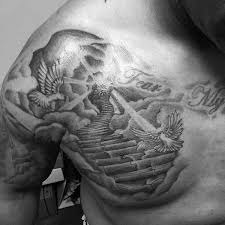 Heaven Tattoos On Pinterest Stairway To Heaven Tattoo Cloud Tattoo Cool Chest Tattoos Heaven Tattoos Chest Tattoo Men