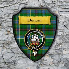 Scottish clans, arms of chiefs & tartans. Duncan Shield Plaque With Scottish Clan Coat Of Arms Badge On Clan Plaid Tartan Background Wall Art Scottish Clan Stuff