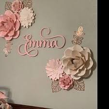 Paper Flowers Wall Decor Blush Pink Paper Flowers Green Etsy Paper Flower Wall Paper Flower Decor Flower Wall Decor