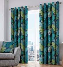 Choose from contactless same day delivery, drive up and more. Tropical Fern Palm Leaf Eyelet Curtains Teal Green Blue