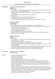 pool bartender resume samples velvet jobs