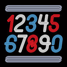 Four discs of beautiful musical memories of the 70's. Vector Funky Elegant Rounded Numbers Collection Made With Parallel Stripes Can Be Used In Poster Creation For Discotheque Of 70s And 80s Royalty Free Vector Graphics