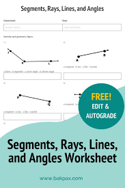 Free Segments Rays Lines And Angles Elementary School Math Worksheet In 2020 Elementary School Math Free Math Worksheets Math Worksheet