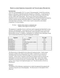 Thin Layer Chromatography Of Vegetables