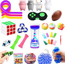 Fidget toys can reduce stress and anxiety at work. Amazon Com Littley Fidget Toys Set 30 Pack Sensory Toys Pack For Stress Relief Adhd Anxiety Autism For Children Liquid Motion Timer Grape Ball Flippy Chain Stretchy String Squeeze A Bean Soybeans Slime Toys Games
