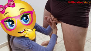 Testicle Twisting POV, Risky Ballbusting Move, Public CBT on Big Testicles,  Sexy Boobs Femdom