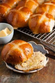 These Hot Cross Buns Have A Lighter Flavour Than A Traditional Hot Cross Bun The Fruit Of Choice Are Plump Sultanas And The Hot Cross Buns Cross Buns Sultana