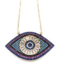 18k gold plated evil eye choker necklace boho simple chain necklace cute tiny colorful evil eye turkish protection choker necklace for women teen girls. Evil Eye Necklace For Women 18k Gold Plated Sliding Chain New Arrivals Buy Online In Angola At Angola Desertcart Com Productid 122078340