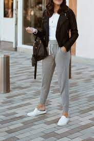 Edgy Athleisure How To Wear Jogger Pants Girl Meets Gold Leather Jacket Street Style Jogger Pants Outfit How To Wear Joggers