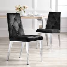 Allison Black Velvet Dining Chairs Set Of 2 55n55 Lamps Plus Velvet Dining Chairs Dining Chairs Dining Chair Set