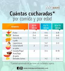 Cuantas Cucharadas Por Comida Y Por Edad Baby Diet Baby First Foods Baby Food Guide