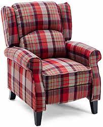 From pink to brick red and from stripe, check, plain and floral designs, you are sure to find a red upholstery fabric that is perfect for your project. More4homes Eaton Wing Back Fireside Check Fabric Recliner Armchair Sofa Chair Reclining Cinema Red Amazon Co Uk Home Kitchen