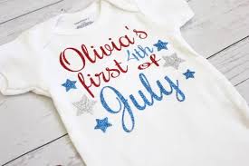 Personalize Name Boy Girl My First 4th Of July Baby Shower Toddler Outfit Bodysuit Onepiece Romper Kids T Shirts Birthday Tees Party Favors Aliexpress