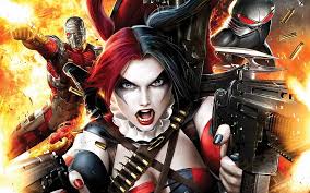 Once again, here we can see harley quinn in her original red and black costume from the 40s and 50s. Illustration Of Red Haired Female Game Character Shooting Guns Hd Wallpaper Wallpaper Flare
