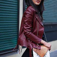 This Is Definitely Not Your Basic Leather Jacket Pepamack Click The Link In Our Bio To Shop The Fashion Leather Jacket Shopping Burgundy Leather Jacket