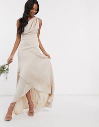 Tfnc Bridesmaid One Shoulder Maxi Dress In Mink Asos In 2020 Asos Bridesmaid Dress Short Sleeve Bridesmaid Dress Shoulder Maxi Dress