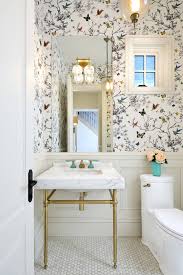 A modern powder room, with small marble look chevron tiles and concrete look floors. 75 Beautiful Marble Floor Powder Room Pictures Ideas May 2021 Houzz