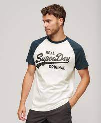 Hombre – Camiseta de manga raglán con logotipo Athletic Vintage en Marino  Superdry ES