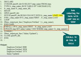 Oracle Pl Sql Bulk Collect Forall Example Https Www Guru99 Com Pl Sql Bulk Collect Html Pl Sql Sql Oracle Sql