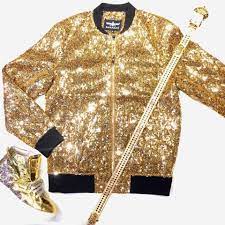 Barabas Fully Loaded Gold Sequin Bomber Jacket Sequin Bomber Jacket Sequin Bomber Bomber Jacket