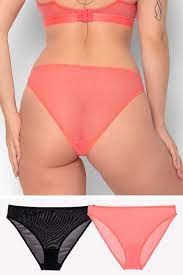 Mesh High Leg Panty 2 Pack | Punchy Peach/Black Hue – Smart & Sexy