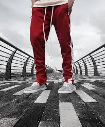 Black And White Striped Pants Outfit Ideas Men Red Track Pants Minimal Streetwear Outfit By Edriancortes Track Pants Outfit Pants Outfit Men Striped Lounge Pants