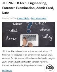 Jeemain2020 Dateout Btechadmission Jee Eligibility Syllabus Document Dates Are Out For Jee Main 2020 Read In 2020 Education Blog This Or That Questions Syllabus