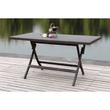 Asinara Rectangle Wicker Folding Patio Dining Table Brown Safavieh Wicker Dining Tables Outdoor Folding Table Rattan Dining Table